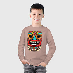 Лонгслив хлопковый детский Tiki mask, цвет: пыльно-розовый — фото 2