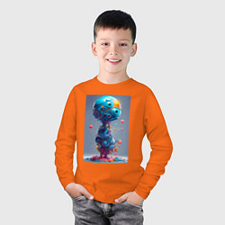 Лонгслив хлопковый детский Пришелец со сладкой планеты - фантазия, цвет: оранжевый — фото 2