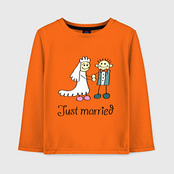 Лонгслив хлопковый детский Just married, цвет: оранжевый