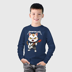 Лонгслив хлопковый детский Meowtallica rock, цвет: тёмно-синий — фото 2