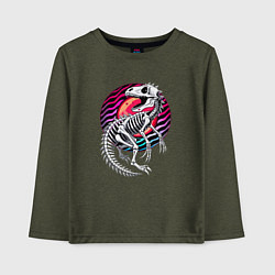 Лонгслив хлопковый детский Скелет динозавра, цвет: меланж-хаки