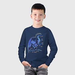Лонгслив хлопковый детский Azure dragon, цвет: тёмно-синий — фото 2