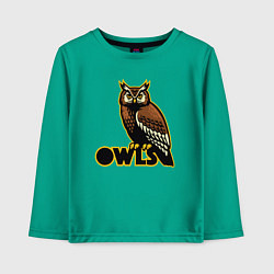 Лонгслив хлопковый детский Owls, цвет: зеленый