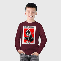 Лонгслив хлопковый детский Моя геройская академия Сёта Айдзава, цвет: меланж-бордовый — фото 2