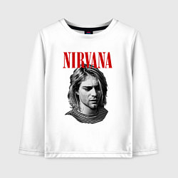 Лонгслив хлопковый детский Nirvana kurt donald cobain, цвет: белый