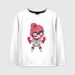 Лонгслив хлопковый детский Супер девочка, цвет: белый