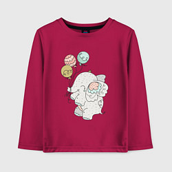Лонгслив хлопковый детский Слоник на шариках, цвет: маджента