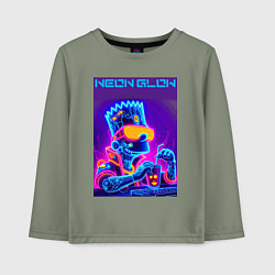 Лонгслив хлопковый детский Bart Simpson - neon fantasy ai art, цвет: авокадо