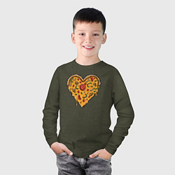 Лонгслив хлопковый детский Pizza heart, цвет: меланж-хаки — фото 2