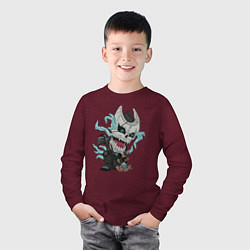 Лонгслив хлопковый детский Кафка Хибино чиби Кайдзю номер 8, цвет: меланж-бордовый — фото 2