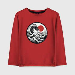 Лонгслив хлопковый детский Дракон в японском ретро стиле, цвет: красный