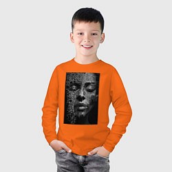 Лонгслив хлопковый детский Нейросети-абстрактное лицо девушки, цвет: оранжевый — фото 2