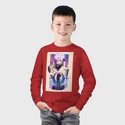 Лонгслив хлопковый детский Магическая битва Сатору Годзё расширение территори, цвет: красный — фото 2
