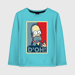 Лонгслив хлопковый детский Homer with donut, цвет: бирюзовый