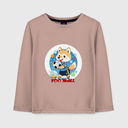 Лонгслив хлопковый детский Круглый стикер футболист, цвет: пыльно-розовый