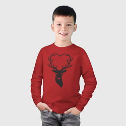 Лонгслив хлопковый детский Love deer, цвет: красный — фото 2