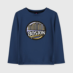 Лонгслив хлопковый детский Boston - USA, цвет: тёмно-синий