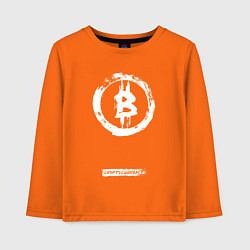 Лонгслив хлопковый детский Биткоин белый - криптовалюта, цвет: оранжевый