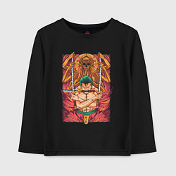 Лонгслив хлопковый детский One piece Зоро бог, цвет: черный