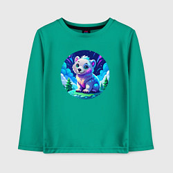 Лонгслив хлопковый детский Белый медвежонок в Арктике, цвет: зеленый