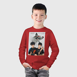 Лонгслив хлопковый детский Магическая битва Мэгуми Фусигуро Аки Хаякава, цвет: красный — фото 2
