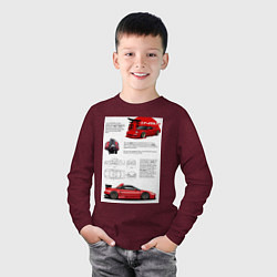 Лонгслив хлопковый детский Honda nsx, цвет: меланж-бордовый — фото 2