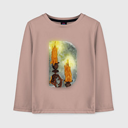 Лонгслив хлопковый детский Две свечи на подсвечнике, цвет: пыльно-розовый
