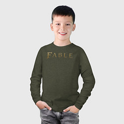 Лонгслив хлопковый детский Fable logo, цвет: меланж-хаки — фото 2