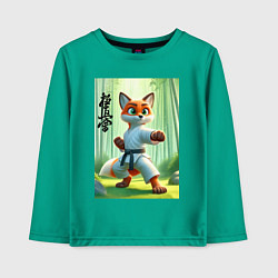 Лонгслив хлопковый детский Kyokushin karate - fox, цвет: зеленый