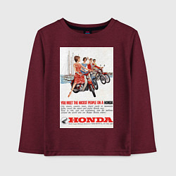 Лонгслив хлопковый детский Honda мотоцикл, цвет: меланж-бордовый