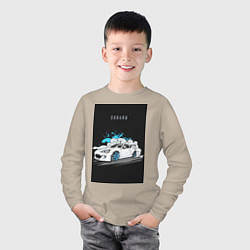 Лонгслив хлопковый детский Subaru авто, цвет: миндальный — фото 2