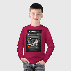Лонгслив хлопковый детский Honda jdm, цвет: маджента — фото 2
