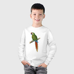 Лонгслив хлопковый детский Зеленый ара, цвет: белый — фото 2