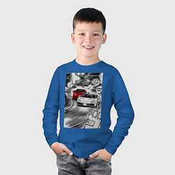 Лонгслив хлопковый детский Lamborghini initial d, цвет: синий — фото 2
