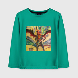 Детский лонгслив Furry dragon rock with a guitar