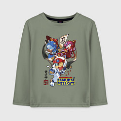 Лонгслив хлопковый детский Samurai pizza cats, цвет: авокадо
