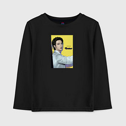 Лонгслив хлопковый детский Jin Butter, цвет: черный