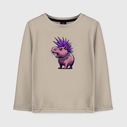 Лонгслив хлопковый детский Суровая панк капибара, цвет: миндальный
