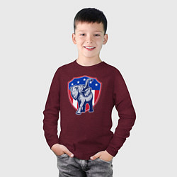 Лонгслив хлопковый детский Elephant USA, цвет: меланж-бордовый — фото 2