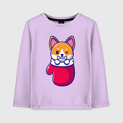 Лонгслив хлопковый детский Собачка в варежке, цвет: лаванда