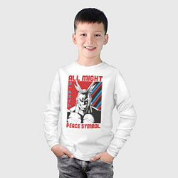 Лонгслив хлопковый детский Моя геройская академия All Might pease symbol, цвет: белый — фото 2