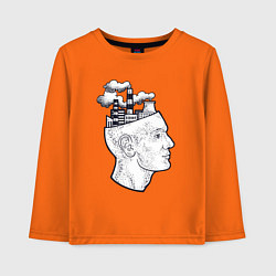 Лонгслив хлопковый детский Фабрика в голове работяги, цвет: оранжевый