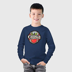 Лонгслив хлопковый детский China, цвет: тёмно-синий — фото 2