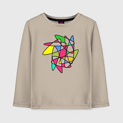 Лонгслив хлопковый детский Абстрактный радужный коллейдоскоп, цвет: миндальный