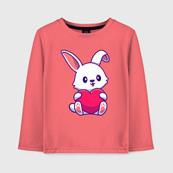 Лонгслив хлопковый детский Heart rabbit, цвет: коралловый