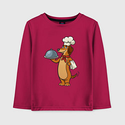 Лонгслив хлопковый детский Пёс повар, цвет: маджента