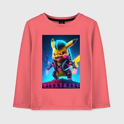 Лонгслив хлопковый детский Cyberpunk - terrible Pikachu with claws, цвет: коралловый