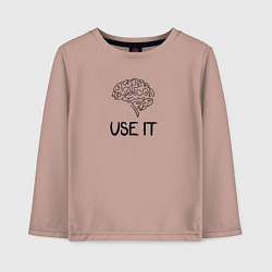 Лонгслив хлопковый детский Use it brain, цвет: пыльно-розовый