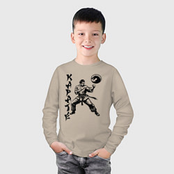 Лонгслив хлопковый детский Karate fighter, цвет: миндальный — фото 2