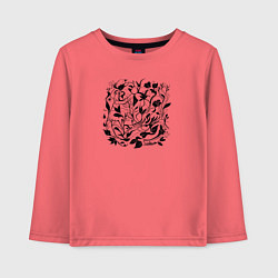 Лонгслив хлопковый детский Абстрактные природные узоры, цвет: коралловый
